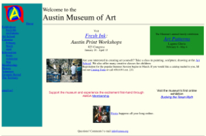 screenshot of homepage of Austin Museum of Art website