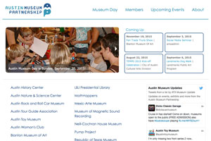 screenshot of homepage of Austin Museum Partnership website