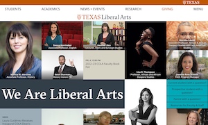 screenshot of homepage of UT College of Liberal Arts website