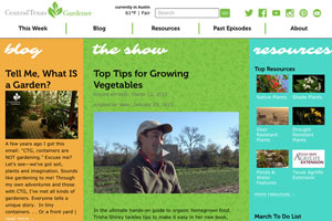 screenshot of homepage of Central Texas Gardener website