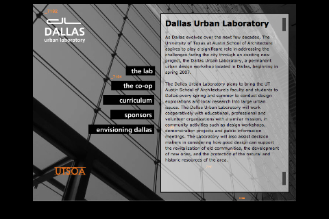 screenshot of homepage of Dallas Urban Laboratory website