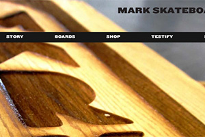 screenshot of homepage of MARK Skateboards website