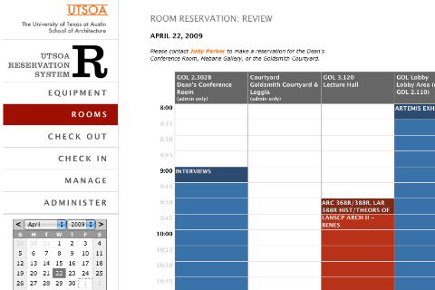 screenshot of homepage of UTSOA Reservation System website